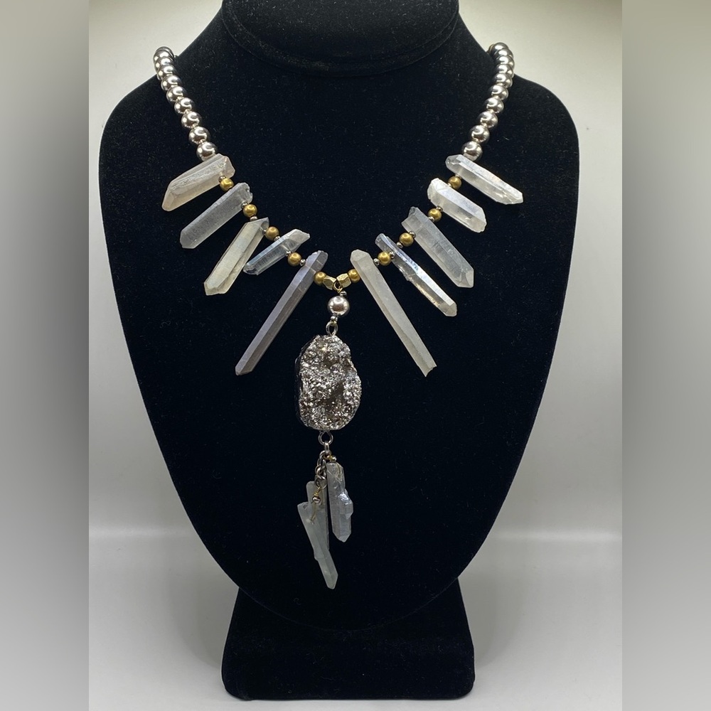 Lucky Brand Silver and Gold Crystal Necklace